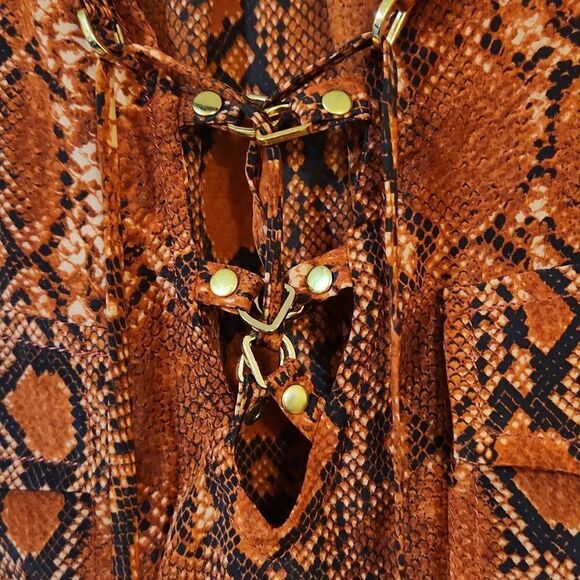 Michael kors michael michael kors xs top animal print snakeskin Orange silk - Picture 2 of 10